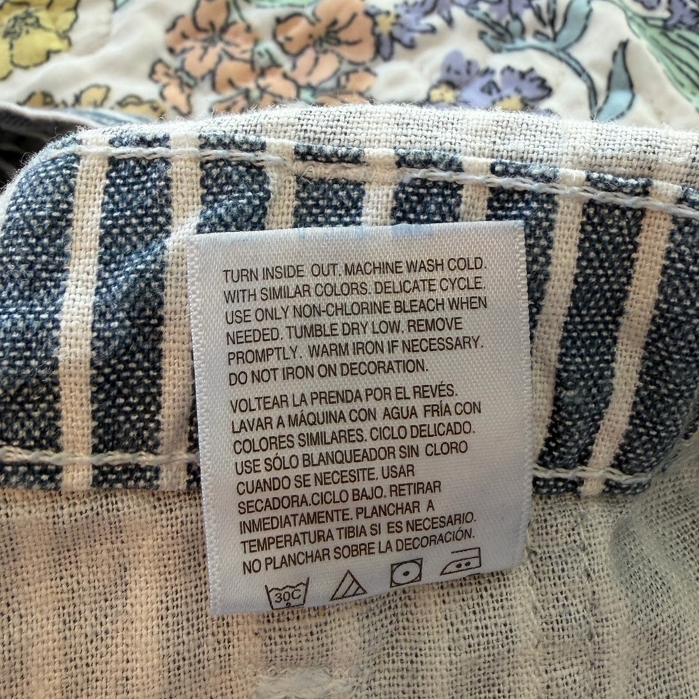 Wallflower Blue and White Striped Short Overalls - Picture 9 of 10